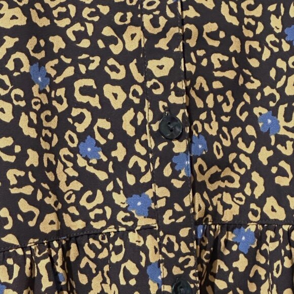 Logo By Lori Goldstein Womens Size L Animal Print Peplum Button-Down Blouse - Picture 4 of 9